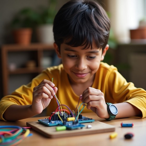 Boy with STEM kit