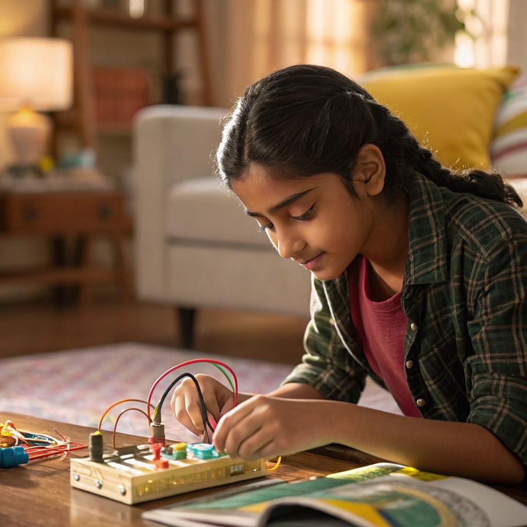 Girl with STEM kit